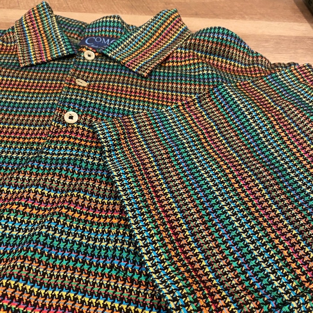 Como Multicolor Striped Men's Polo Shirt Size L 100% Cotton Casual Top Italy